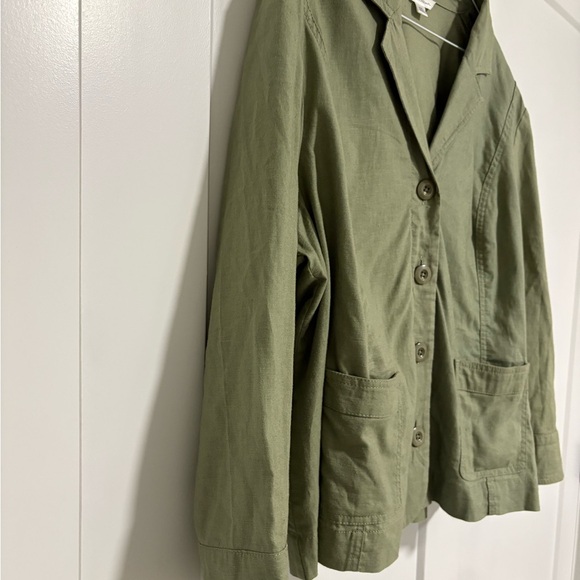 Northern Reflections Olive Green Linen Button-Up Light Jacket Women's Size XXL - Picture 4 of 8